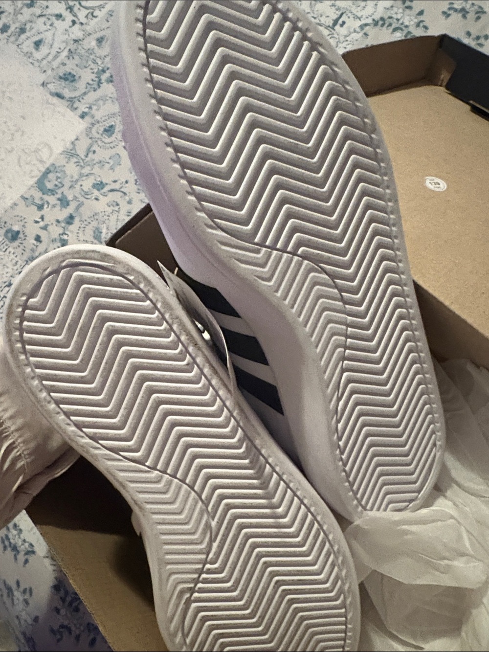 adidas White Sneakers with Black Three-Stripes - Picture 3 of 4
